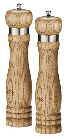 Barbary & Oak Hoxton Vintage Salt & Pepper Mill with Twist to Grind Ceramic Mechanism, Screw Top, Ash Wood and Stainless Steel, BO847027