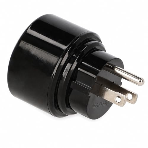 LED Universum Reiseadapter für Schutzkontakt-/Euro-Stecker (Typ F) auf USA Kanada Japan Mexiko Dom.Rep. Steckdose (Typ B) - schwarz | Reisestecker Steckdosenadapter 1508550