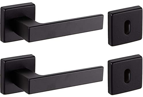Bricolevante Innentürgriffe, erhältlich in mehreren Varianten, verkauft als Set – quadratischer Türgriff (quadratisch, schwarz)