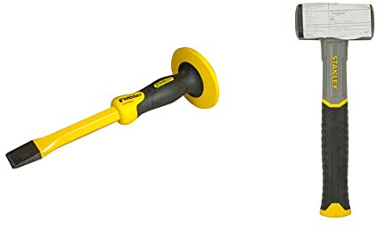 Stanley 4-18-332 Ciseau Plat 30,5 cm - Gamme Fatmax - - Acier Chrome Vanadium - Tète Parabolique- Poignée Bi matière pour Plus de Confort & STHT0-54126 Massette, Jaune/Noir