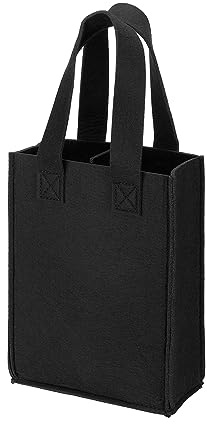 PATIKIL 2 Bottle Wein Tragetasche Tasche Wein Flasche Tragetasche mit Teiler Wiederverwendbare Wein Lagertasche Filz Einkaufsbeutel Tragbare Geschenktasche Schwarz
