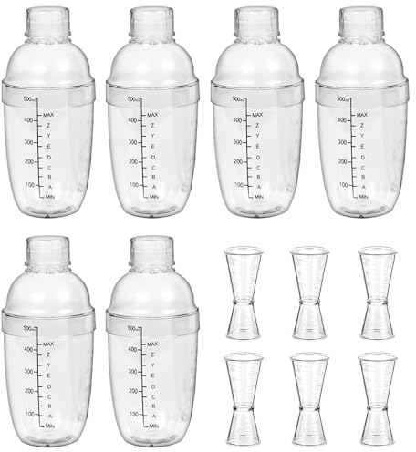 Juego de coctelera de plástico de 17 onzas, juego de coctelera y medidor de medición, coctelera de vino transparente, herramienta de mezcla de bar, mezclador de bebidas con marca transparente,