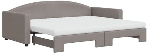 vidaXL Tagesbett, Sofabett Ausziehbar mit Matratzen, Gästebett Schlafsofa für Schlafzimmer Wohnzimmer, Sofa Ausziehbett, Taupe 90x200cm Stoff