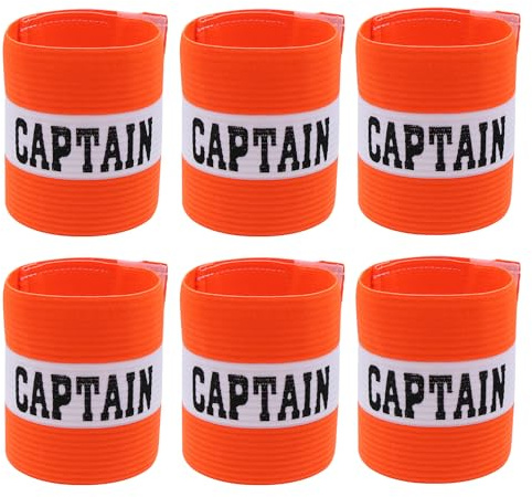 Hosifiy 6Pcs Fußball Kapitänsbinde, Orange Nylon Elastische Fußball Kapitän Armbinde Einstellbare Fußball Armbinds für Jugend Erwachsene Sport Training