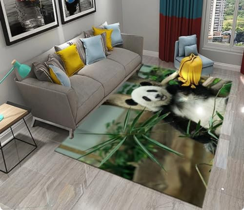 KIESEY Panda Print Bambus Teppich Wohnzimmer Schlafzimmer Türmatte Küche Eingang Dekoration rutschfeste Fußmatte 80x150cm