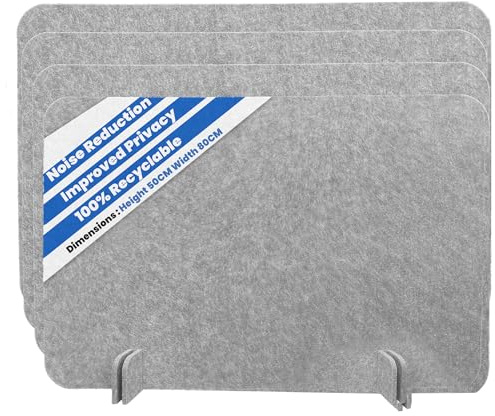 [4pcs] ReFind Desk Divider – Acoustic Panel & Privacy Screen, Free-Standing Desk Organizer for Office, School, and Work from Home Essentials (50cm x 80cm)