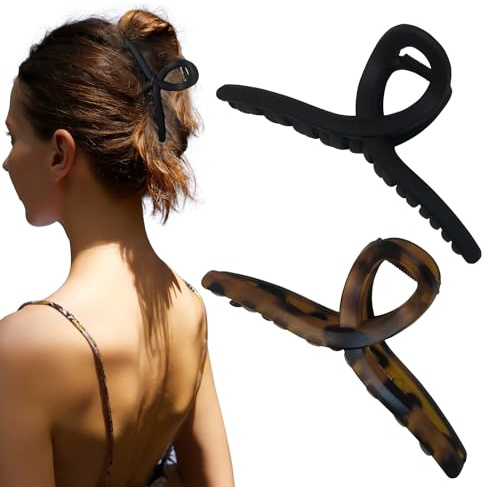 Nalodu 5 Inch Extra Large Claw Clips, 13 cm No Slip Matte Jumbo XL Hair Clips for Thick Long Curly Hair, Big Hair Claw Clips, 2 Pack