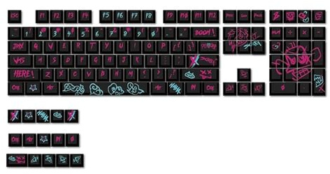 League of Legends Jinx Tastenkappen mit 123 Tasten, kompatibel mit MX-Switches Cherry / Gateron / Kailh / Akko Switch, mit Schlüsselabzieher. (6,25 U Leertaste) (lustig)