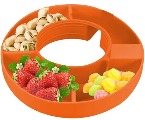 Vaso para aperitivos, vaso con anillo para aperitivos, bandeja de aperitivos | Plato divisor de alimentos giratorio de silicona para vaso de 40 onzas, accesorios de taza de estadio, contenedor de