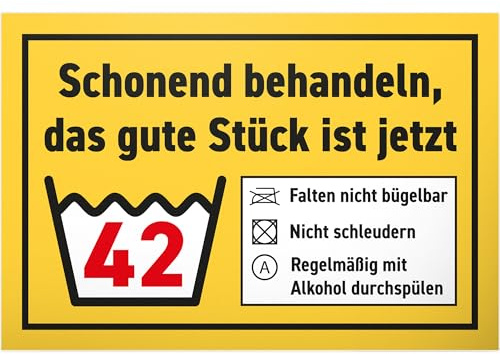 DankeDir! Schonend behandeln gute Stück - Schild 30 x 20 cm - Geschenkidee Partydeko Geburtstagsdeko Geburtstagskarte - Männer & Frauen Geburtstagsgeschenk 42er 42 Jahre Geschenk 42. Geburtstag