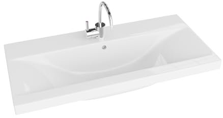 LAVITA Lavabo per mobili California 800 con troppopieno e foro per rubinetto, in porcellana di alta qualità, 81 x 39 x 17 cm, bianco lucido