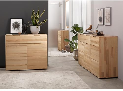 Lomadox Wohnzimmermöbel Set 3-teilig Kommode Massivholz geölt Sideboard Schrank Wohnzimmerschrank modern in Kernbuche