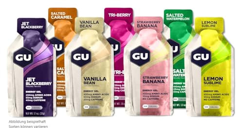 GU Energy Gel Testpaket mit 7 Gels, verschiedene Sorten (7 x 32g)