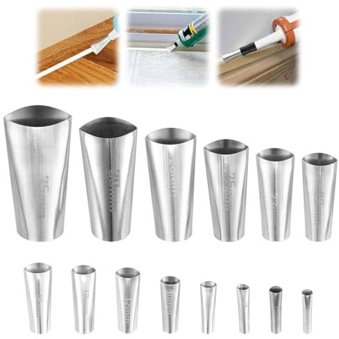 Ugelli in acciaio inox, 14 pezzi, beccucci in silicone, in acciaio inox, diverse dimensioni, punte per cartuccia, sigillatura, per bagno, cucina, pavimento, angolo