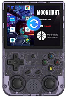 RG353V Handheld Game Console 3.5-Inches Display Dual OS Android 11, Linux System, RK3566 Chip Built-in 16G + 64G TF Card and 4000+ Games(Purple)