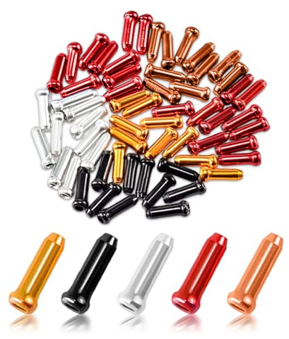 HSYTEK Bremszug Fahrrad, 20 Stück Bunte Bowdenzug Nippel, Schaltzug Endkappe für Bremsseil und Schaltseil, Aluminium Bremszug für Rennrad und Mountainbike
