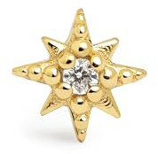 SINGULARU - Pendiente Suelto Stella. Plata de Ley 925 con acabado de Baño en Oro de 18 Kt y Motivo Estrella en Circonitas. Joyas para Mujer