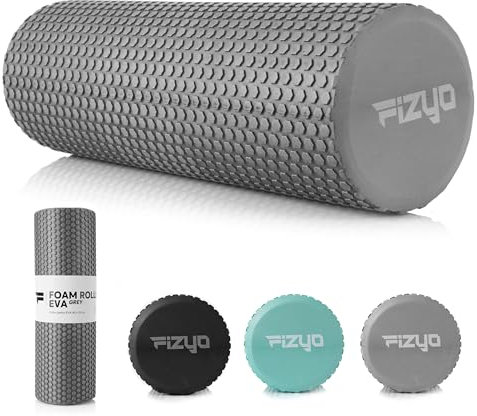 Fizyo Faszienrolle - Pilates Rolle für Faszienmassage, Yoga Rolle für Wirbelsäule, EVA Faszienroller für Fitness, Yoga & Rehabilitation, Grau, 45x15 cm