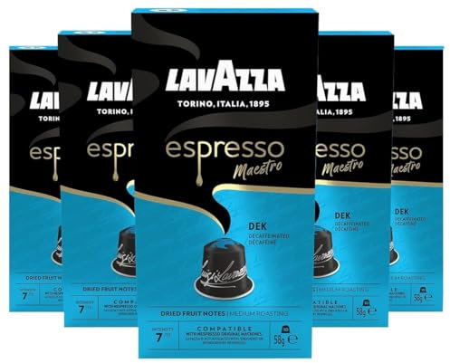 Lavazza Espresso Maestro Dek Decaf Nespresso Compatible Aluminium Coffee Capsules (Pack of 5, Total 50 Pods)