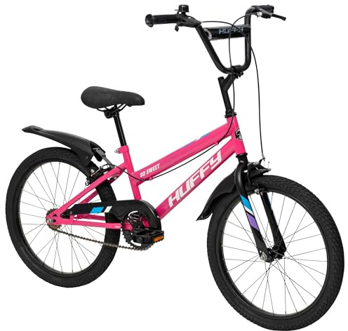 Huffy So Sweet 50 cm cykel – rosa flickcykel, avtagbara stabilisatorer, dubbla bromsok, justerbart säte, bekväm vadderad sadel, hållbar ram, perfekt för åldrarna 5-9, säker barncykel