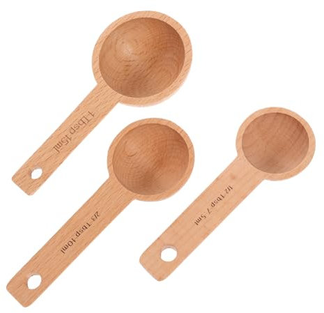 Cabilock 3piezas Cucharas Medidoras De Madera Para Café Azúcar y Té Cucharas Medidoras De Precisión Para Hornear y Cocinar