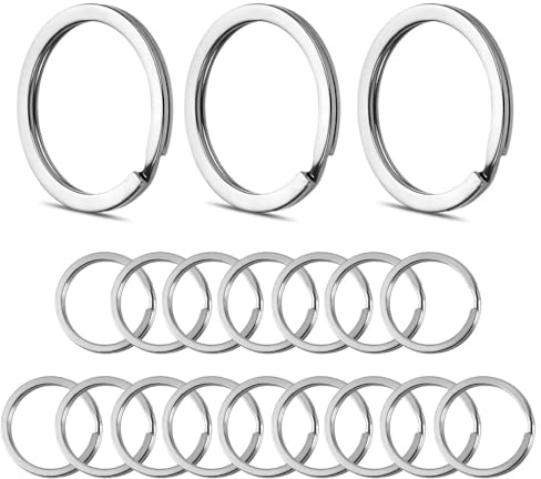 WUGAUWOR 50 Anillas Llaveros de Acero Inoxidable de 30 mm, Argollas para Llaveros Seguro de Diseño Plano para Llaves, Equipo de Buceo y Manualidades, Mosqueton Llavero para Casa, Oficina, Coche