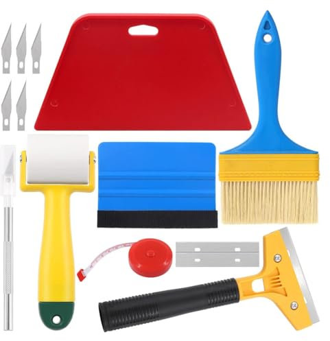 Juqoyue 14 Outils pour Papier Peint, Kit D'Outils de Lissage de Papier Peint, pour la Pose de Papier Peint, Papier de Contact, Application de Vinyle