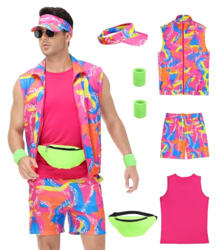 TobWeaL Costume d'entraînement des années 80 pour homme - Déguisement des années 90 pour homme, Halloween, cosplay et de deguisement couple