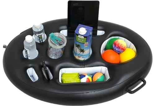 Inflatable Pool Bar Cooler Tray 29.5×19.7×4.7in, Floating Drink & Snack Holder with Handles for Pool Parties, Beach & Hot Tub, Multi-Purpose Waterproof Float Table