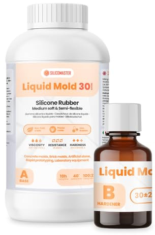 Resin Pro® Liquid Mold 30 – Silicone Flessibile (3,06 Kg) per Stampi Resistenti in Calcestruzzo, Gesso e Resine – Durezza 30 Shore A – Ideale per Forme Dettagliate e Materiali Pesanti