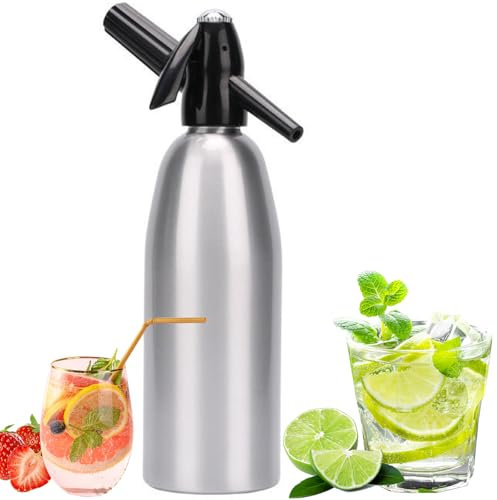 Sparkling Water Maker - 1L Soda Maker with Pressure Regulator and Aluminum Sprinkler for Mojitos, Cocktails, Beverages, and Homemade Juices