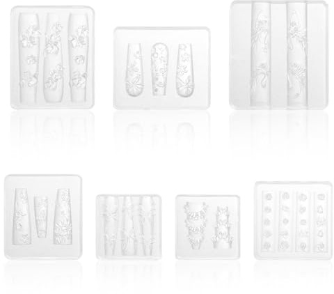 7st Transparent 3D-Blomma Nagelformar, Silikon Nagelberlockformar med Snygga Kronblad Svan Fjäril Mönster Professionella Manikyrdekorationstillbehör för Kvinnor