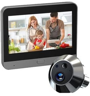 VEKELETE Spioncino Digitale Magic Peephole Eye, 3 MP, Alimentato a Batteria, 2,4 GHz, WiFi, con Telecamera PIR, Campanello, Visione Notturna a 940 NM(Mini Cat-Eye)