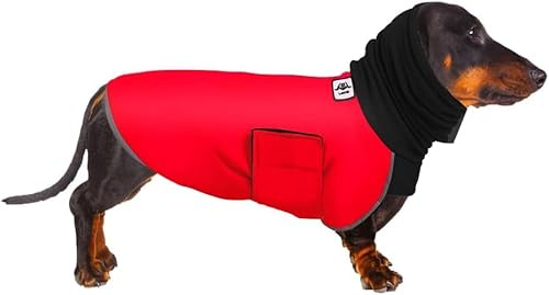 Dackelmäntel, Hunde-Wintermantel, warm, wasserdicht, Dackel-Regenmantel, wasserdichte Kleidung, Miniatur-Hundemantel, Regenmäntel für kleine Hunde, Rot, Größe 2XS