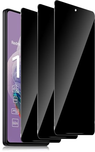 Xunzii Protector de Pantalla de Privacidad para Xiaomi Redmi Note 12 Pro Plus/Pro + 5G, Cobertura Completo Cristal Vidrio Templado Anti Espía, Dureza 9H Anti-Spy Protector Pantallafolie-3 Piezas
