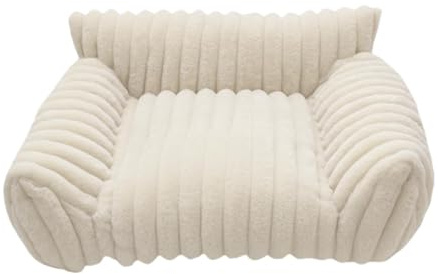 Fonowx Divano per Gatti Letto Caldo Invernale Cuccia per Cani Piccoli Poltroncina Lavabile in Tessuto Peluche con Fondo Stabile E Braccioli di Supporto Adatt, Bianco