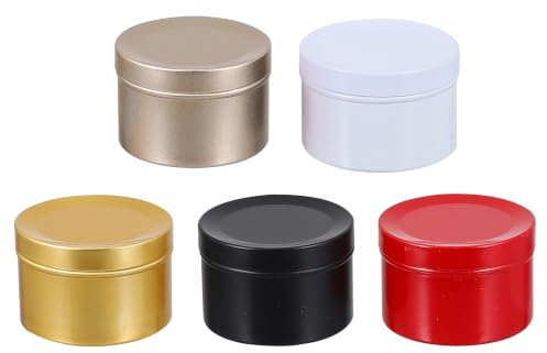 WEKAMOS 5 Piezas Tarro de Vela de Metal Vacío para Velas Navideñas Té Dulces de Fiesta Latas Recipientes