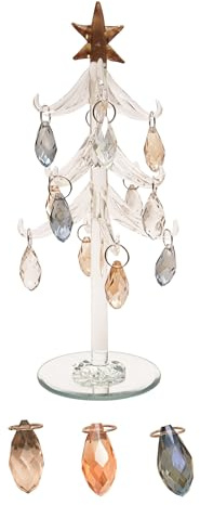 Krebs Glas Lauscha - Weihnachtsdekoration/Christbaumschmuck aus Glas - Glasbaum mit 12 gefärbten Kristalltropfen - DREI unterschiedliche Farben - Größe: ca. 20cm