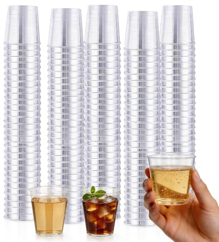 500 Pack 1oz Plastic Shot Glasses - Crystal Clear, Reusable & Durable Mini Cups for Large Parties, Bulk Events, Wedding & Catering Supplies, Jello Shots, Tasting, Hotels and Corporate Functions