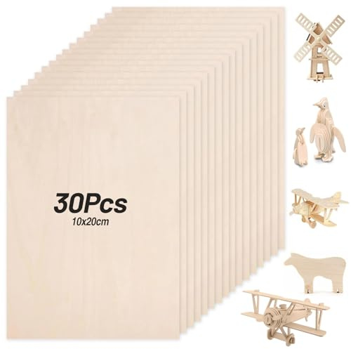 30 Stück Sperrholzplatte 2 mm Balsaholzplatten 200 X 100 mm Lindensperrholz Naturholz Holzplatten zum Basteln für Laserbearbeitung DIY Holzarbeiten Deko Geschenke Modellbau Gemälde
