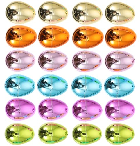 Amosfun Uova in Plastica Apribili da 6cm, Confezione da 24 Pezzi, Design Versatile Riempibile per Eventi Scolastici e Ricompense, Materiale Plastico Decorativo a Forma di Uovo