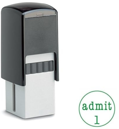 Admit 1 Stamp – Self Inking Green Ink Stamper – Approx. 19mm