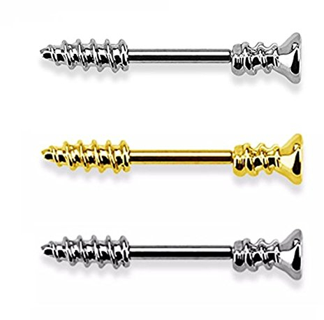 beyoutifulthings Schraube Set Brustwarzen-Piercing Intim-Piercing Brust-Piercing Nippel-Piercing Edelstahl HÄMATIT Gold Silber 1,6mm 11mm