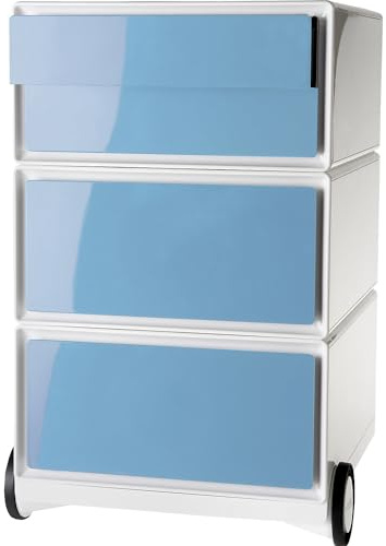 Paperflow | Rollcontainer easyBox® | 2 Schubladen | 2 Schübe flach | weiß/blau