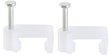 sourcing map Flachkabel-Clip, Nagel, Koaxial-Tacks, Draht-Clips, 10 mm, Weiß, 200 Stück