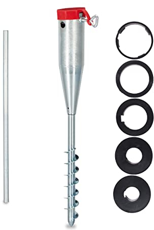 Relaxdays 2X Picchetto per Ombrellone, Puntale, Avvitamento, Adattatori 25-55 mm, Supporto Parasole, Acciaio, Argento