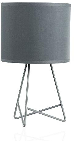 Pauleen 48000 Lámpara de sobremesa Shiny Star máx. 20W E14 Lámpara para mesita de noche gris metal/tela sin bombilla