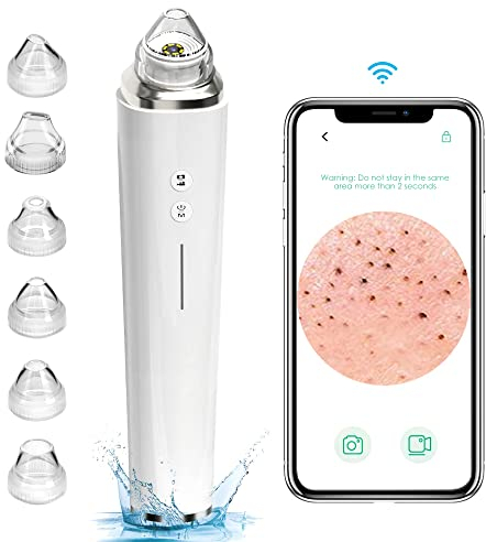 Blackhead Remover Pore Vacuum, Upgraded WiFi Visible Facial Pore Cleanser with HD Camera Pimple Acne Comedone Extractor Kit with 6 Suction Heads USB Rechargeable Electric Black Head Suction Tool