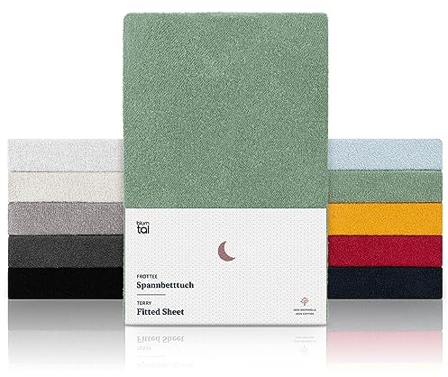Blumtal® Frotté Underlakan 90 x 200 cm - OEKO-TEX Certifierat - Upp Till 25 cm Madrasshöjd - Värmande i Summer Green - Grön