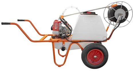 Bricoferr Carretilla sulfatadora de 2 Ruedas 26 CC 80L com Manguera de 50 Metros y Lanza de 90 cm